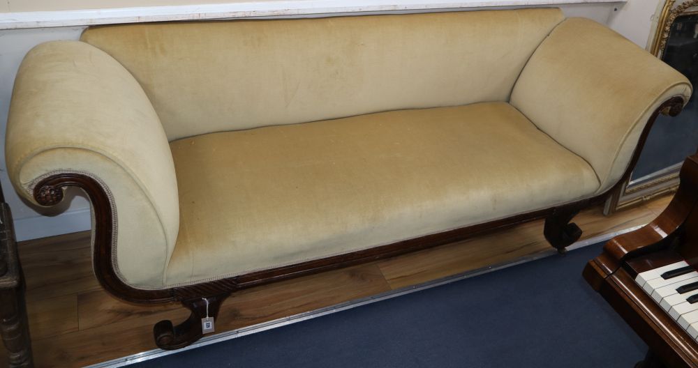 A Regency mahogany settee, W.215cm